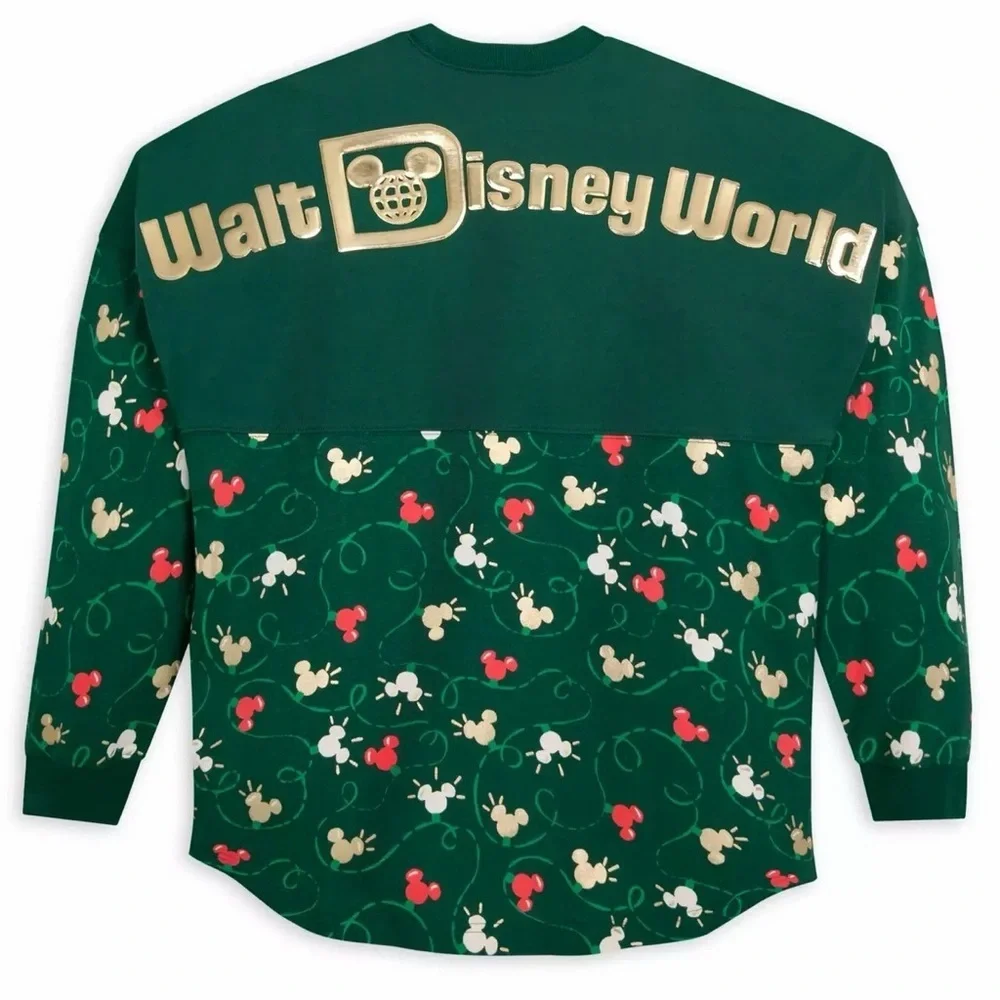 Disney Mickey holiday lights spirit Crewneck Jersey 2024 girls size large 11/12 - Picture 2 of 10